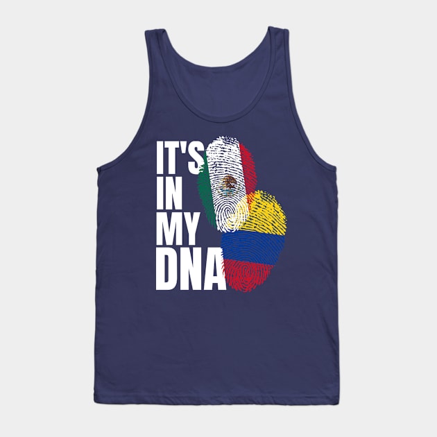 Colombian Plus Mexican DNA Mix Flag Heritage Gift Tank Top by Just Rep It!!